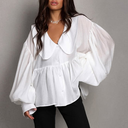 Blusa Elegante con Mangas Abullonadas y Volantes - Image 4