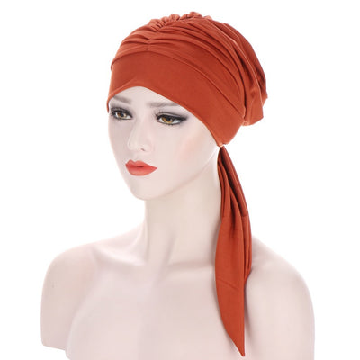 Turbante Largo con Lazo de Cristal de Cáñamo en Color Puro - Image 12