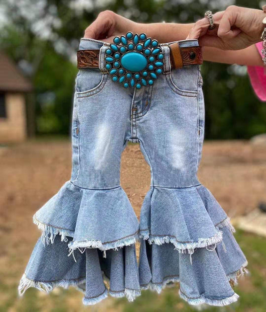 Ropa Infantil Denim con Doble Volante Estampado Leopardo - Image 5
