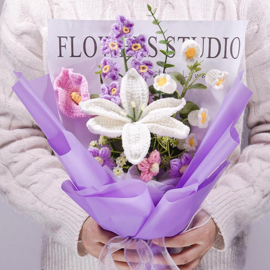 Ramo Tejido a Mano de Lirio y Lavanda - Image 17