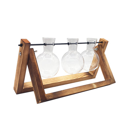 Maceta Hidropónica de Vidrio con Soporte de Madera Colgante - Image 8