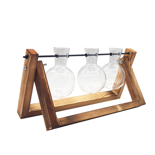 Maceta Hidropónica de Vidrio con Soporte de Madera Colgante - Image 8