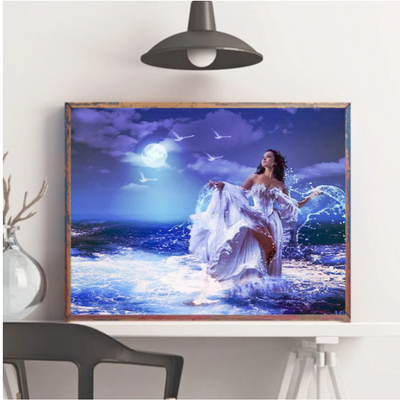 Pintura de Diamantes Mujer en la Playa - Bordado de Diamantes para Decoración del Hogar - Image 4