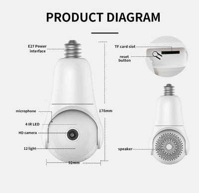 Cámara WiFi Inteligente en Foco LED con Visión Nocturna y Control Remoto - Image 9