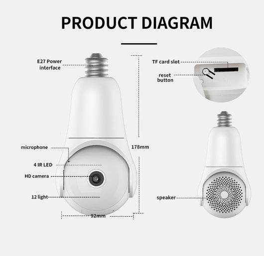 Cámara WiFi Inteligente en Foco LED con Visión Nocturna y Control Remoto - Image 9