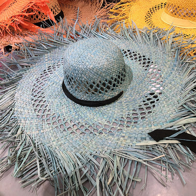 Sombrero de Rafia con Ala Ancha y Borlas Coloridas - Protección Solar Elegante - Image 12