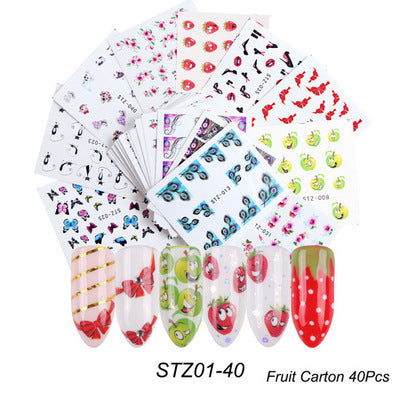 Pegatinas de Agua para Uñas con Diseños de Mariposas, Frutas y Flores Doradas - Image 14