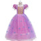 Vestido de Princesa Rapunzel con Mangas Abullonadas en Púrpura