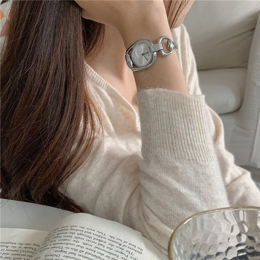 Reloj Pulsera Retro Artístico con Esfera Vintage y Correa de Acero para Mujer