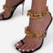 Sandalias Stiletto con Cadena y Punta Cuadrada