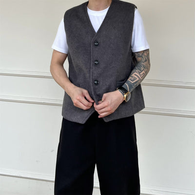 Chaleco Sofisticado Monócroma de Lana Estilo Francés para Hombre - Image 13