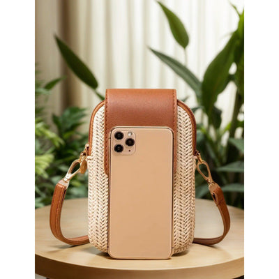 Bolsa para Teléfono de Paja con Perla y Borla Elegante - Image 6