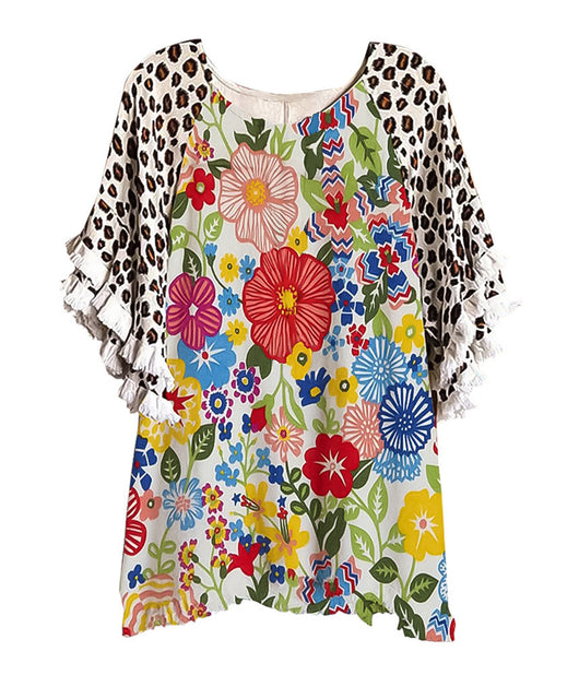 Blusa Suelta Cuello Redondo con Volantes de Encaje y Bloques de Color para Mujer - Image 19