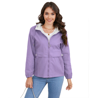 Abrigo Impermeable con Capucha en Colores Sólidos para Mujer - Image 5