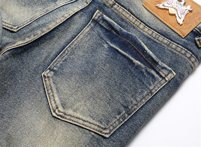 Jeans Slim Fit Azul Retro con Parches para Hombre - Image 15