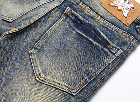 Jeans Slim Fit Azul Retro con Parches para Hombre - Image 15