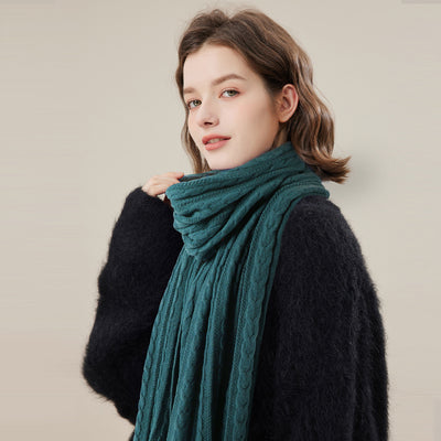 Bufanda Larga de Lana Tejida Estilo Coreano - Abrigo Versátil para Invierno - Image 3