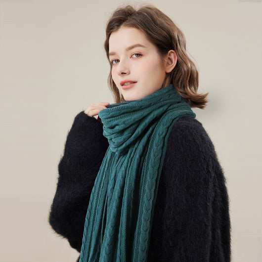 Bufanda Larga de Lana Tejida Estilo Coreano - Abrigo Versátil para Invierno - Image 3