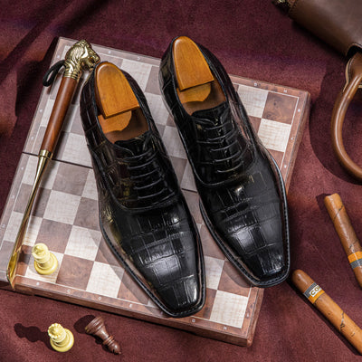 Zapatos Formales de Cuero Genuino Teñidos a Mano con Grabado en Relieve para Hombre - Image 16