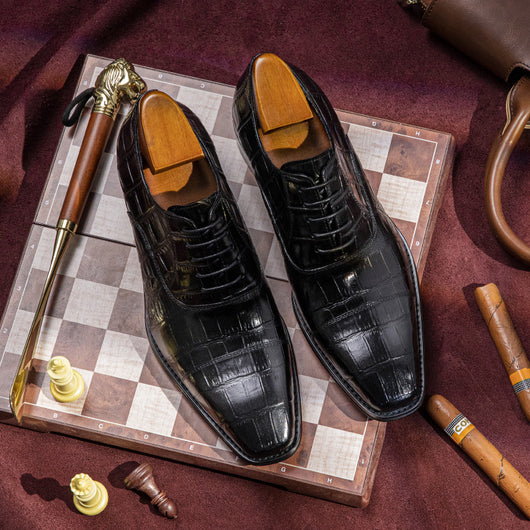 Zapatos Formales de Cuero Genuino Teñidos a Mano con Grabado en Relieve para Hombre - Image 16