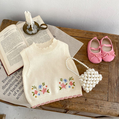 Chaleco Infantil de Cuello Redondo con Bordado Otoñal - Image 10