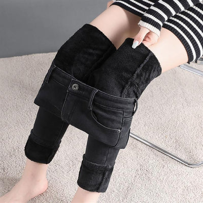 Jeans Talle Alto Forrados en Polar Extra Gruesos para Mujer - Image 17