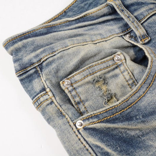 Pantalones Vaqueros Vintage Rotos para Hombre con Estampado de Gato y Parches - Image 13