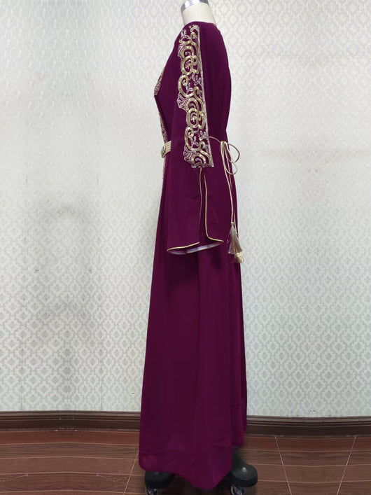 Vestido Árabe Dubái con Bordado y Apliques de Lujo - Image 11