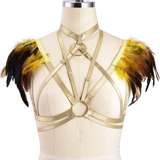 Sostén Harness Gótico Punk con Plumas para Eventos y Prom - Image 3
