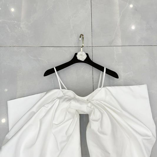 Blusa Elegante Off-Shoulder con Mangas Abullonadas y Moño Grande - Image 2