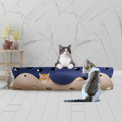 Túnel Interactivo para Gatos con Pompones de Fieltro y Nido Plegable - Image 5