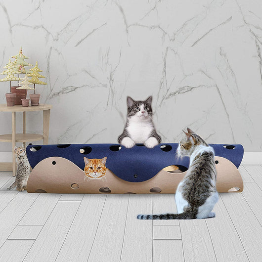 Túnel Interactivo para Gatos con Pompones de Fieltro y Nido Plegable - Image 5