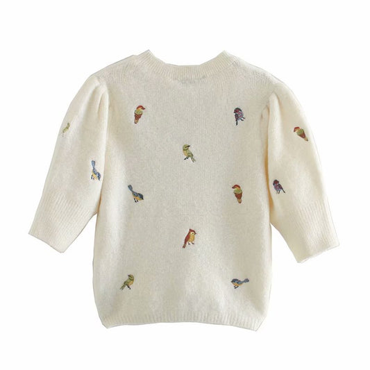 Cardigan Corto Tejido con Bordado para Otoño e Invierno - Image 2