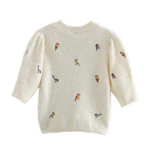 Cardigan Corto Tejido con Bordado para Otoño e Invierno - Image 2