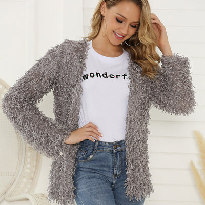 Abrigo Cardigan Largo de Mujer Otoño con Tela Felpa Premium - Image 13