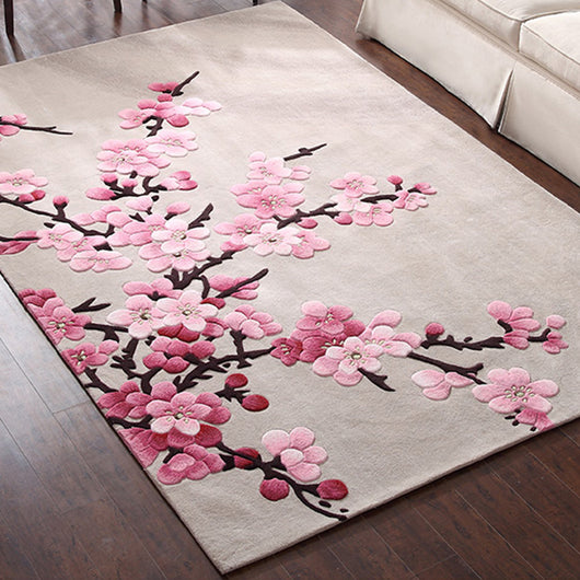 Mesa de Centro Minimalista con Alfombra de Lana Tejida a Mano