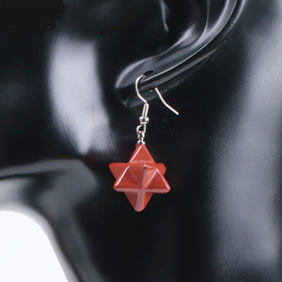 Aretes Estrella Merkaba de Cristal Natural Tallado - Image 13