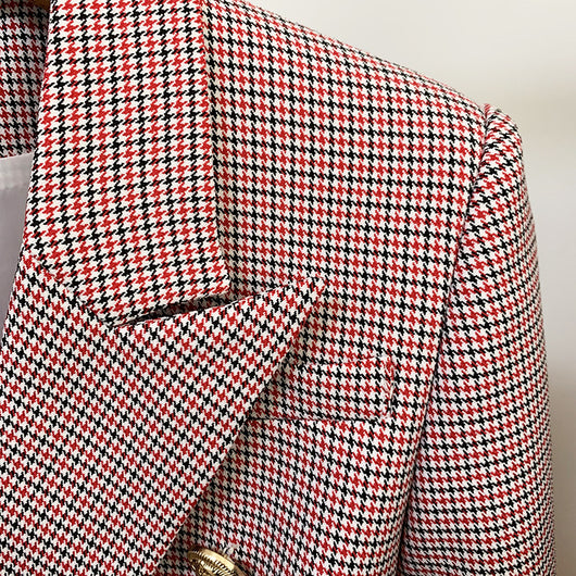 Blazer Cuadros Pied de Gallo Mujer Doble Botonadura Manga Larga - Image 9
