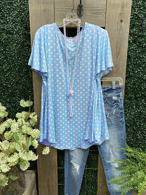 Playera Cuello Redondo Estampado Lunares Algodón Mezcla Manga Corta - Image 7