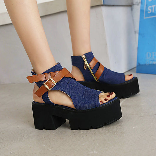Sandalias de Denim para Mujer con Tira de Anillo y Punta Abierta - Image 3