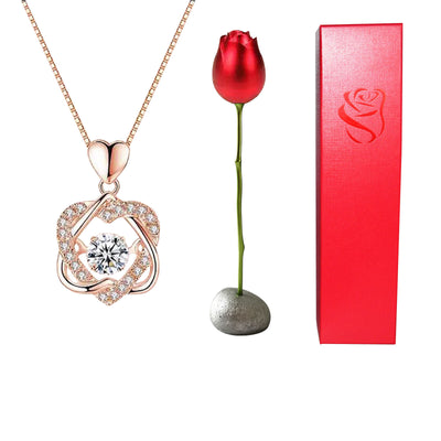 Collar Corazón de Cristal Bicolor con Rosa - Regalo Romántico para Ella - Image 12