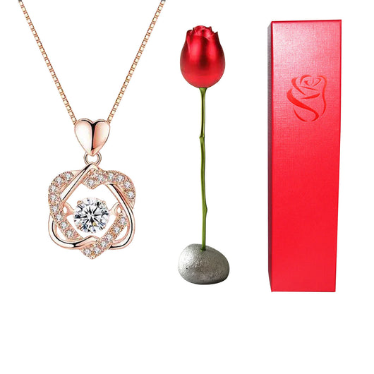Collar Corazón de Cristal Bicolor con Rosa - Regalo Romántico para Ella - Image 12