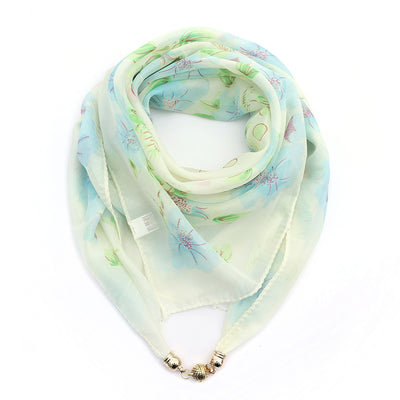 Pañuelo Floral Dorado de Gasa Ligera para Mujer - Image 21