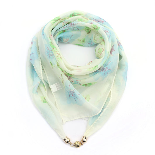 Pañuelo Floral Dorado de Gasa Ligera para Mujer - Image 21