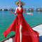 Vestido Rojo Halter de Diseño Personalizado para Mujer