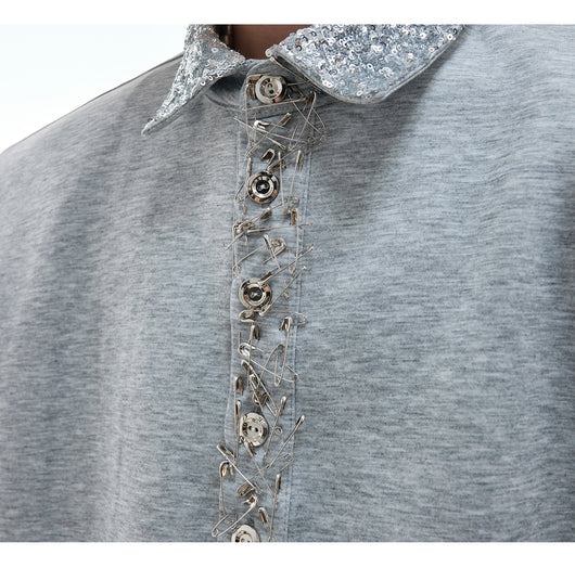 Blusa Suelta con Escote Cuadrado y Lentejuelas - Image 4