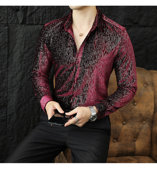 Camisa Slim Fit Brillante para Hombre - Estilo Personalidad - Image 10