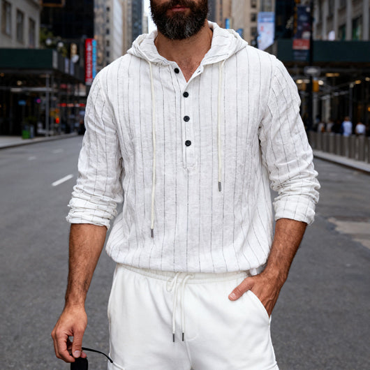 Camisa Hoodie Suelta Casual de Manga Larga para Hombre - Image 30