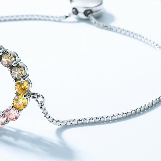 Pulsera de Plata con Gemas de Arcoíris Circular - Image 2