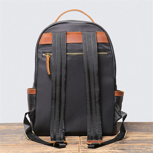 Mochila Cuero Retro Británica con Contraste de Colores